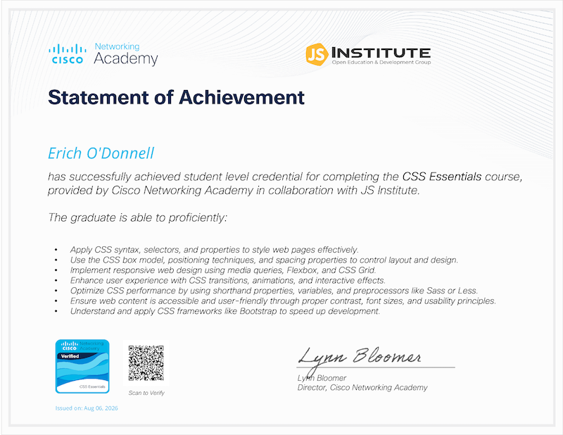 CSS Statement of Achievement